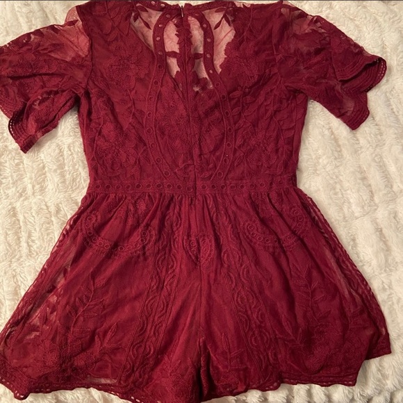 Lace Artemis Romper- Wine - Picture 7 of 8